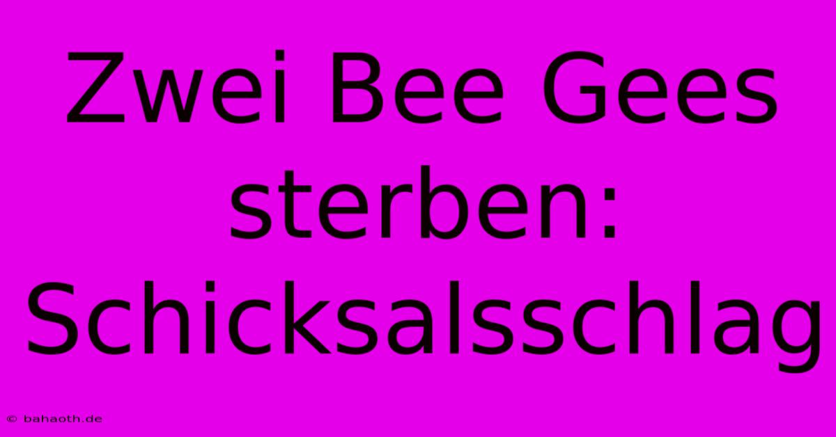 Zwei Bee Gees Sterben: Schicksalsschlag