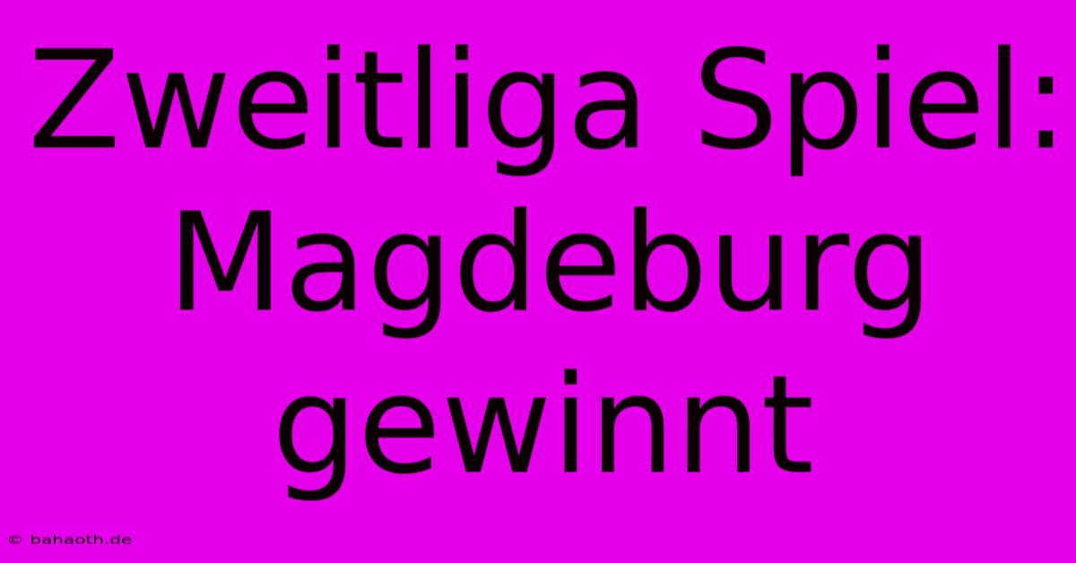 Zweitliga Spiel: Magdeburg Gewinnt